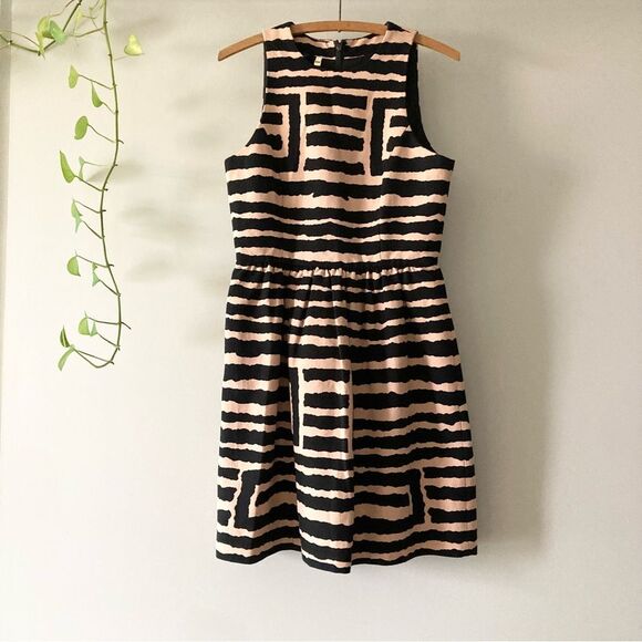 Anthropologie 4C sleeveless‎ dress in tan and black zebra print 4 - Picture 1 of 4